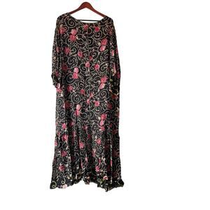 Vintage “Nothing Matches” Wearable Art Floral Maxi Dress – Size 3X/XL